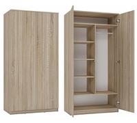BDW Armoire à 2 portes, 6 étagères, portant, armoire multi-usages, à tiroirs, pour chambre à coucher, salon, 180 x 90 x 50 cm, chêne Sonoma