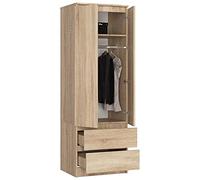 BDW - Armoire - avec 2 Portes, 2 tiroirs - pour Chambre à Coucher, Salon, Couloir - 180 x 60 x 51 cm (Chêne Sonoma)