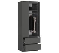 BDW - Armoire - avec 2 Portes, 2 tiroirs - pour Chambre à Coucher, Salon, Couloir - 180 x 60 x 51 cm (Graphite)