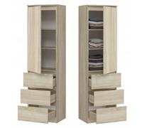 BDW, Armoire avec 3 Tiroirs, Étagères Pratiques et Penderie