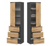 BDW, Armoire avec 3 Tiroirs, Étagères Pratiques et Penderie