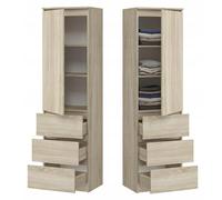 BDW - Armoire avec Tiroirs - 3 Tiroirs et Étagères - Meuble de Rangement de 50 cm L 180,5 cm H et 40 cm P - Dressing Chambre Adulte ou Chambre Enfant - Chêne Sonoma