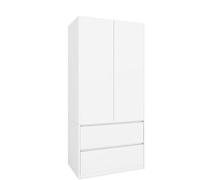 BDW - Armoire Chambre 2 Portes avec 2 Tiroirs Spacieux - Meuble de Rangement - Garde Robe - Armoire de Rangement pour Chambre à Coucher, Salon, Entrée - 181x90x51 cm - Blanc