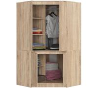 BDW - Armoire d’angle Chambre à Coucher - Grande Armoire 100 cm de Large, 180 cm de Haut - Tringle et étagères - Chêne Sonoma