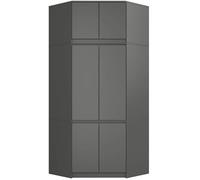 BDW Armoire d'angle avec Extension pour Les Chambres à Coucher - Élégante et Fonctionnelle - Grande Capacité - Style Universel - Montage Facile - 100 cm - 6 Portes, 9 Étagères - Gris