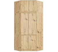 BDW Armoire d'angle avec Extension pour Les Chambres à Coucher - Élégante et Fonctionnelle - Grande Capacité - Style Universel - Montage Facile - 100 cm - 6 Portes, 9 Étagères - Chêne Artisanal
