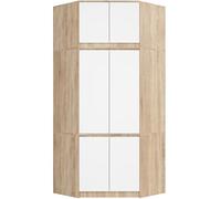 BDW Armoire d'angle avec Extension pour Les Chambres à Coucher - Élégante et Fonctionnelle - Grande Capacité - Style Universel - Montage Facile - 100 cm - 6 Portes, 9 Étagères - Chêne Sonoma/Blanc