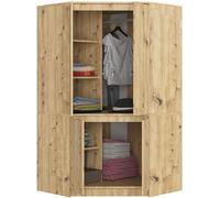BDW - Armoire d'Angle Grande pour Chambre à Coucher - 100 cm de Large, 180 cm de Haut - Avec Tringle et Étagères - Chêne Artisan