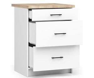 BDW Armoire de Cuisine AKORD OLIWIA S60-60 cm, 3 Tiroirs - Armoire de Cuisine avec Plan de Travail - Panneau Stratifié - Design Durable et Élégant - 60x82x44,5 cm - Blanc