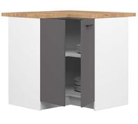 BDW - Armoire de Cuisine d'angle avec Portes et Plan de Travail - Armoire de 90 cm de Large, 85 cm de Haut - Armoires de Cuisine Individuelles, Meubles de Cuisine (Blanc/Gris)