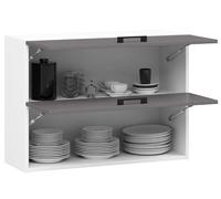 BDW - Armoire de Cuisine Suspendue Double Oliwia G2 W Blanche/Brise 80x30x58cm - Meuble Haut de Cusine - Mural -Complete - Placard Double - Vaiselle - Rangement