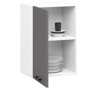 BDW - Armoire de Cuisine Suspendue OLIWIA W Blanche/Grise 40x30x58cm - Meuble Haut de Cusine - Mural -Complete - Placard - Vaiselle - Rangement