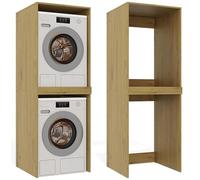 BDW Armoire de Machine à Laver et sèche-Linge Pola Twin - 180 x 64 x 64 cm - Meuble de Salle de Bain Haut - Meuble de Salle de Bain - Sèche-Linge - Chêne Artisan