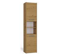 BDW Armoire de salle de bain, 170 x 40 x 30 cm, SARA S40, avec charnière de porte gauche/droite, poignées argentées, panneau de particules laminé (chêne artisan)