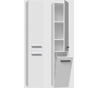 BDW - Armoire de Salle de Bain coulissante - Grande Armoire de Salle de Bain avec Panier à Linge 174 x 31 x 30 cm - Choix du côté d'ouverture de la Porte - Blanc