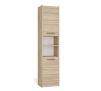 BDW Armoire de salle de bain SARA S40 - 170 x 40 x 30 cm - Avec charnière de porte gauche/droite - Poignées argentées - Panneau de particules laminé (chêne Sonoma)