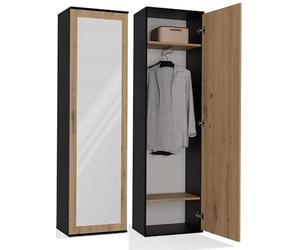 BDW Armoire double avec miroir, armoire moderne, couleur beige, multifonctionnelle pour couloir, chambre, chambre d'enfant, 180 x 50 x 35 (H) (anthracite/chêne Artisan)