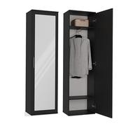 BDW Armoire double avec miroir, penderie moderne, multifonctionnelle, pour couloir, chambre à coucher, chambre d'enfant, 180 x 50 x 35 cm (noir)