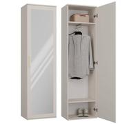 BDW Armoire double avec miroir, penderie moderne, multifonctionnelle, pour couloir, chambre à coucher, chambre d'enfant, 180 x 50 x 35 cm (cachemire)