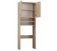 BDW Armoire haute pour machine à laver, 180 x 64 x 30 cm, meuble haut, meuble de salle de bain, meuble de salle de bain, étagère de salle de bain, machine à laver, modèle 1, chêne Sonoma