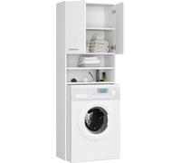 BDW Armoire Haute pour Machine à Laver - Meuble Salle de Bain Rangement - Étagère Machine à Laver - Étagère de Rangement Salle de Bain - 180x64x30cm - Blanc
