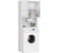BDW Armoire pour Machine à Laver - 180 x 64 x 30 cm - Brillante - Blanc Brillant