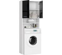 BDW Armoire pour Machine à Laver - 180 x 64 x 30 cm - Brillante - Blanc/Noir
