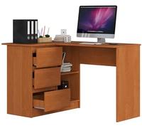 BDW Bureau d'angle aulne à Gauche, 3 tiroirs à Droite et 2 étagères, Beaucoup de Place pour se déployer. Parfait pour Les Chambres d'adolescents, Les Bureaux et Les ateliers.