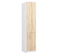 BDW - Colonne Cuisine - Armoire de Rangement 40x205x57 cm - Spacieuse pour Provisions - Blanc/Chêne Sonoma