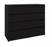BDW - Commode 8 Tiroirs 120 cm - Meuble de Rangement - Commode Chambre Bébé, Enfant, Adulte, Salon - Construction Solide - 120x100x43 cm - Noir