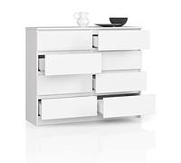 BDW Commode, 8 tiroirs, grand espace de rangement, penderie, couloir, salle de bain, commode, armoire multifonction, dimensions : 120 x 99 x 40 (blanc)