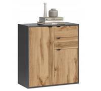 BDW - Commode avec Tiroirs et Étagères - Meuble de Rangement pour Salon - Idéale pour Armoire Chambre Enfant ou Placard Chambre - en Panneau Laminé - 75x35x80cm, Luna Graphite/Chêne Wotan