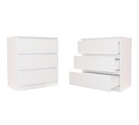 BDW - Commode Blanche avec 3 tiroirs - Meuble de Rangement pour Salon - L : 60 cm, H : 77 cm - Armoire Chambre Enfant, ou Placard Chambre - en Panneau Laminé - Coco