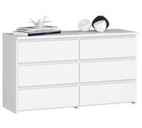 BDW - Commode Blanche avec 6 tiroirs - Meuble de Rangement pour Salon - L : 100 cm, H : 77 cm - Armoire Chambre Enfant, ou Placard Chambre - en Panneau Laminé - Coco