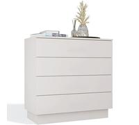 BDW - Commode Chambre - Meuble de Rangement - avec Tiroirs - Meuble Salon, Chambre, Entrée - 85 x 40 x 84 cm LxPxH - Spacieuse avec Système Tip-on pour Une Ouverture Facile - Amber 4S Beige Cachemire