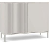 BDW - Commode Kamaro Slim/Lisse Cachemire - Façade à Lames Rainurées + Classique - 103,5 x 82,5 x 40 cm - Buffet Bas avec Quatre étagères, pour Salon, Chambre - Design Moderne Loft, Scandinave