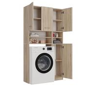 BDW - Ensemble de Meubles de Salle de Bains - étagère et Meuble pour Lave-Linge avec étagère - 180x96x30 cm - Ensemble de Salle de Bains spacieux, en Panneau stratifié Solide - Chêne Sonoma