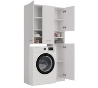 BDW - Ensemble de Meubles de Salle de Bains - étagère et Meuble pour Lave-Linge sans étagère - 180x96x30 cm - Ensemble de Salle de Bains spacieux, en Panneau stratifié Solide - Blanc