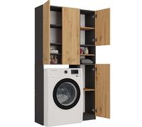 BDW - Ensemble de meubles de salle de bains - étagère et meuble pour lave-linge sans étagère - 180x96x30 cm - Ensemble de salle de bains spacieux, en panneau stratifié solide -Anthracite/Chêne Artisan