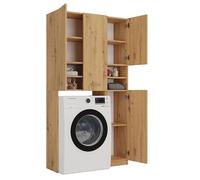 BDW - Ensemble de Meubles de Salle de Bains - étagère et Meuble pour Lave-Linge sans étagère - 180x96x30 cm - Ensemble de Salle de Bains spacieux, en Panneau stratifié Solide - Artisan Oak