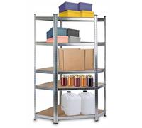 BDW - Étagère de Rangement Métallique 5 Étagères 2-en-1, Renforcée, Charge Jusqu’à 175 kg, Montage sans Vis, pour Garage, Cave, Cellier, Entrepôt et Bureau - 180x90x40 cm - Argent