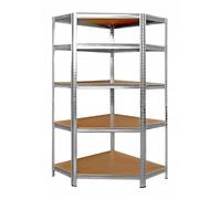 BDW - Étagère de Rangement Métallique 5 Étagères 2-en-1, Renforcée, Charge Jusqu’à 175 kg, Montage sans Vis, pour Garage, Cave, Cellier, Entrepôt et Bureau - 180x90x30 cm - Argent