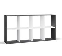 BDW Étagère Malax - Armoire, Socle pour Salon, Bureau et Bureau - Étagère pour Livres et Jouets - Idéale pour Chambre d'enfant, Adolescent, Chambre d'adolescent (Anthracite/Blanc, 2x4)