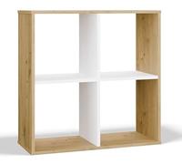 BDW Étagère Malax - Armoire, Socle pour Salon, Bureau et Bureau - Étagère pour Livres et Jouets - Idéale pour Chambre d'enfant, Adolescent, Chambre d'adolescent (Chêne Artisan/Blanc, 2x2)