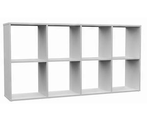 BDW Étagère Malax - Armoire, socle pour salon, bureau et bureau - Étagère pour livres et jouets - Idéale pour chambre d'enfant, adolescent, chambre d'adolescent (blanc, 2 x 4)