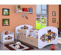BDW Lit Enfant Super Dogs - Bébé avec Matelas et Tiroir - Antichute Confortable et Durable - Chambre d'Enfant - Poire Claire (Motif 3) - 190x90