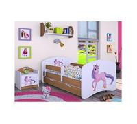 BDW Lit pour enfant avec matelas et tiroir de lit - 140/160/180/190 motifs différents pour garçon licorne (marron, 160 x 80)