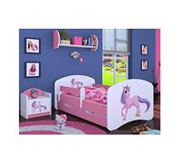 BDW Lit pour enfant avec matelas et tiroir de lit - 140/160/180/190 motifs différents pour garçon licorne (rose, 160 x 80)