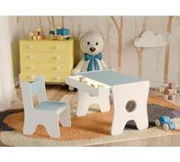 BDW Lot de 2 chaises de bureau pour enfant - Bleu - Table de jeu ergonomique avec tiroir spacieux - Table d'apprentissage et de jeu - Meubles pour enfants - Pour la maternelle