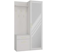 BDW Lot de 5 porte-manteaux avec miroir, armoire avec porte et tiroir, style moderne, 180 x 100 x 35 cm (cachemire)